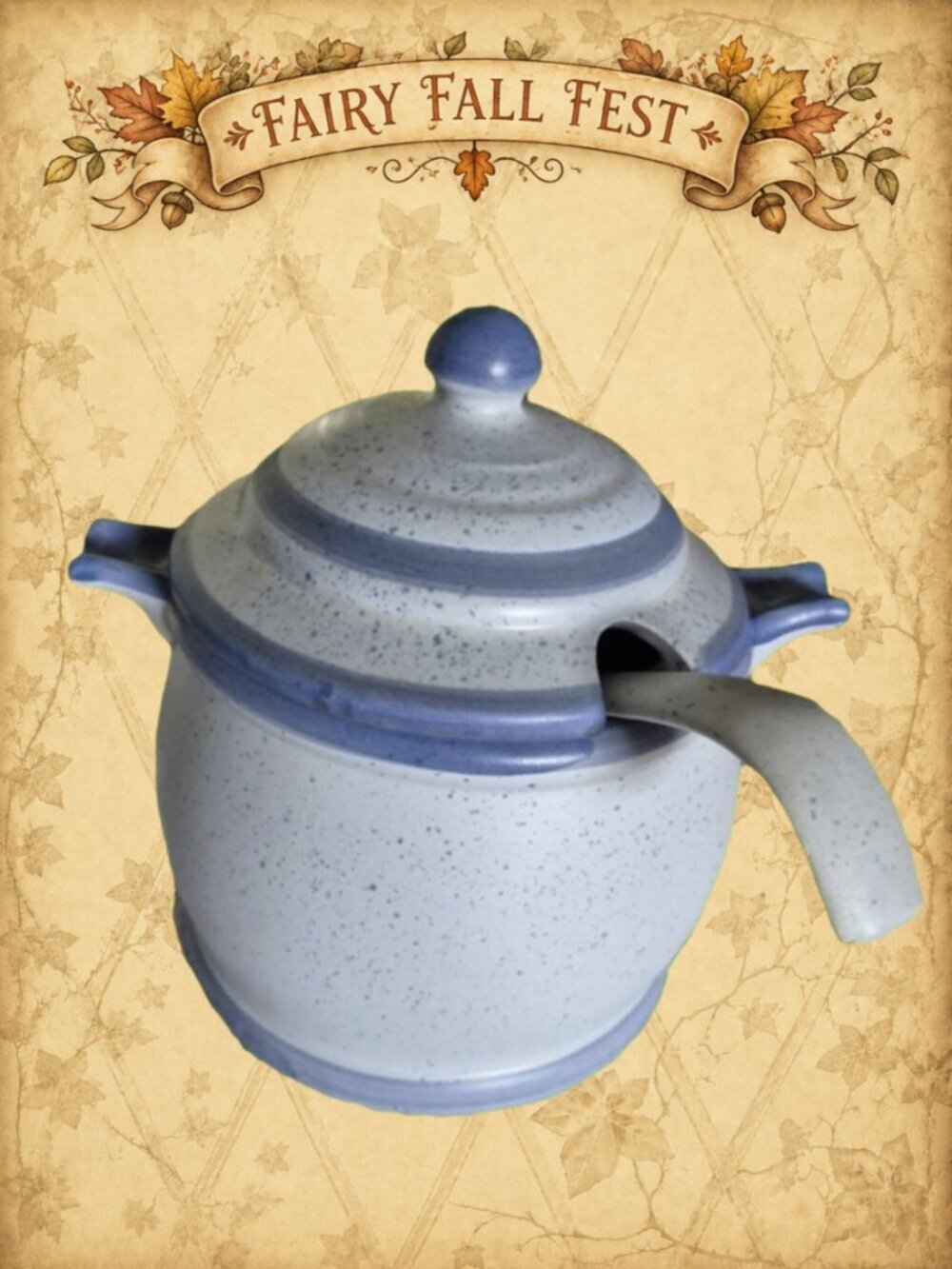 Olden Heights 🏔️🧚‍♂️ Rare LP Canada 1907 Blue Soup Tureen with Ladle